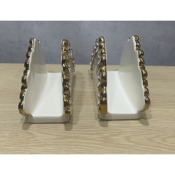 Vintage Verdici Gold & White Daisy Napkins Holder 1968 Lot of 2 Mint Condition - Picture 2 of 9